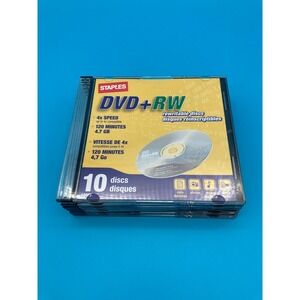 Staples DVD+RW Rewritable Discs 4.7GB 4x Speed - 7 Pack Slim Jewel Cases